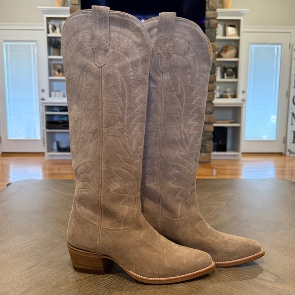 Tecovas Shoes - Tecovas The Abby Driftwood Suede Tall Western Cowgirl Boots NWOB 8B Classic